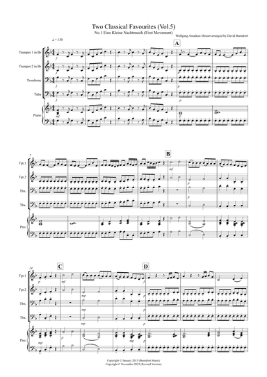 2 Classical Favourites for Brass Quartet (volume five) (arr. David Burndrett)