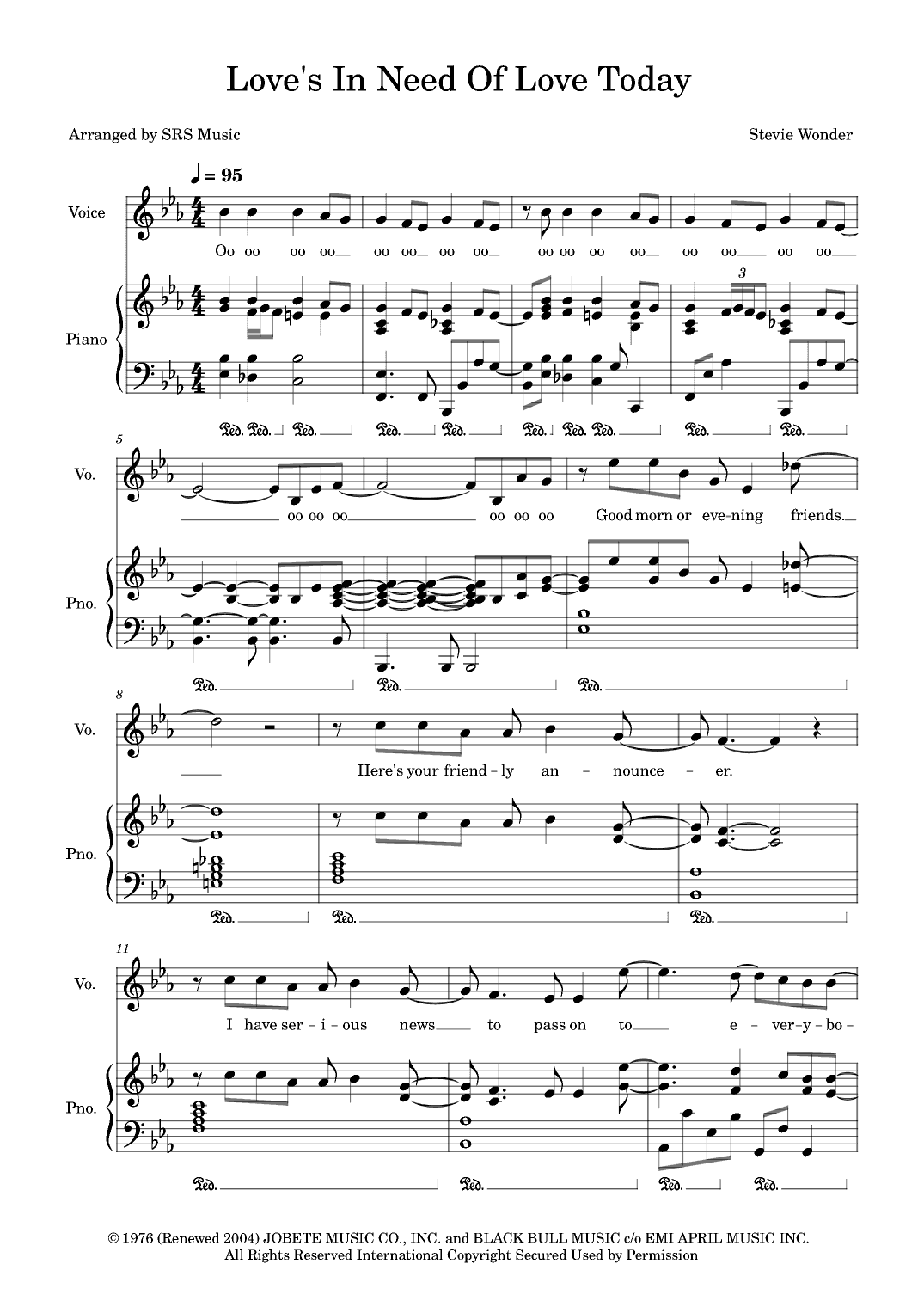 Love's In Need Of Love Today (arr. SRS Music)