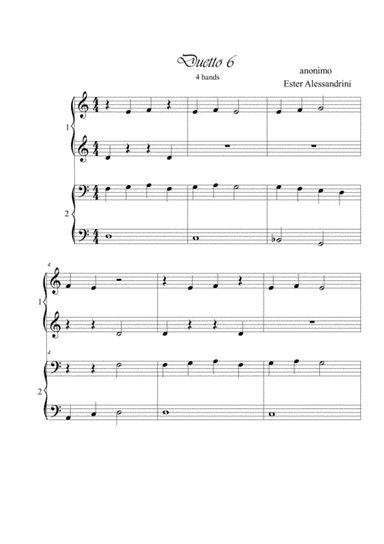 Sixth duet. Piano 4 hands (arr. Ester Alessandrini)