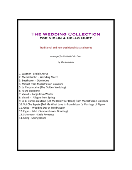 Wedding Collection for Violin & Cello Duet (arr. Marion Maby)
