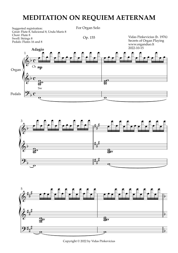 Meditation on Requiem Aeternam, Op. 155 (Organ Solo) by Vidas Pinkevicius