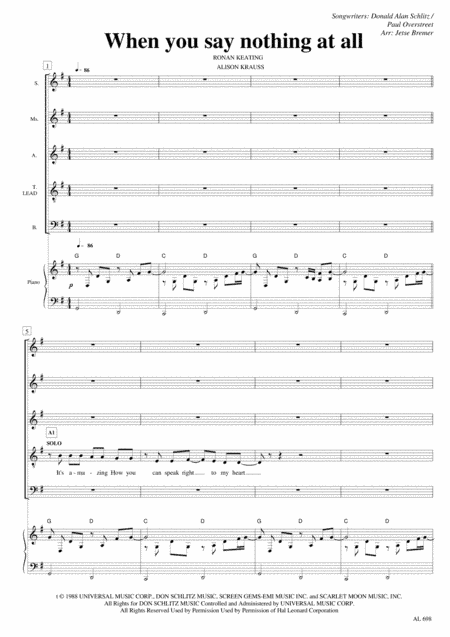 When You Say Nothing At All (arr. Jetse Bremer)