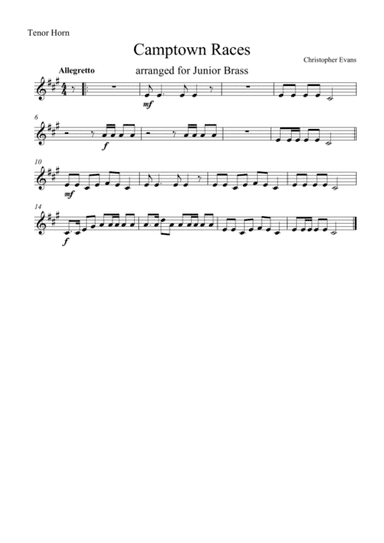 Camptown Races for Junior Brass Ensemble - Tenor horn (Eb) (arr. Christopher Evans)