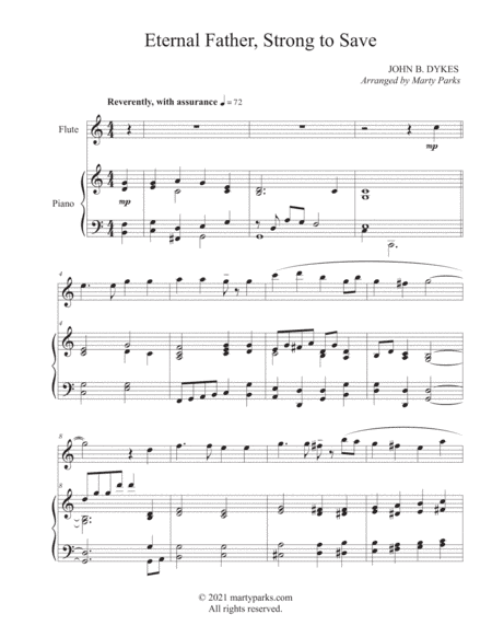 Eternal Father, Strong to Save (Flute-Piano) (arr. Marty Parks)