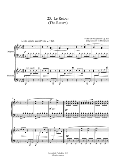 23.  Le Retour (The Return) 25 Progressive Studies Opus 100 for 2 pianos Friedrich Burgmüller (arr. Philip Kim)