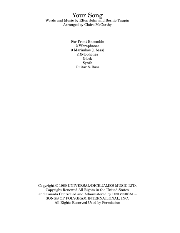 Your Song (arr. Claire McCarthy)