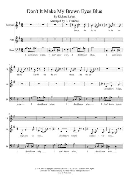 Don't It Make My Brown Eyes Blue (arr. Frances Turnbull)