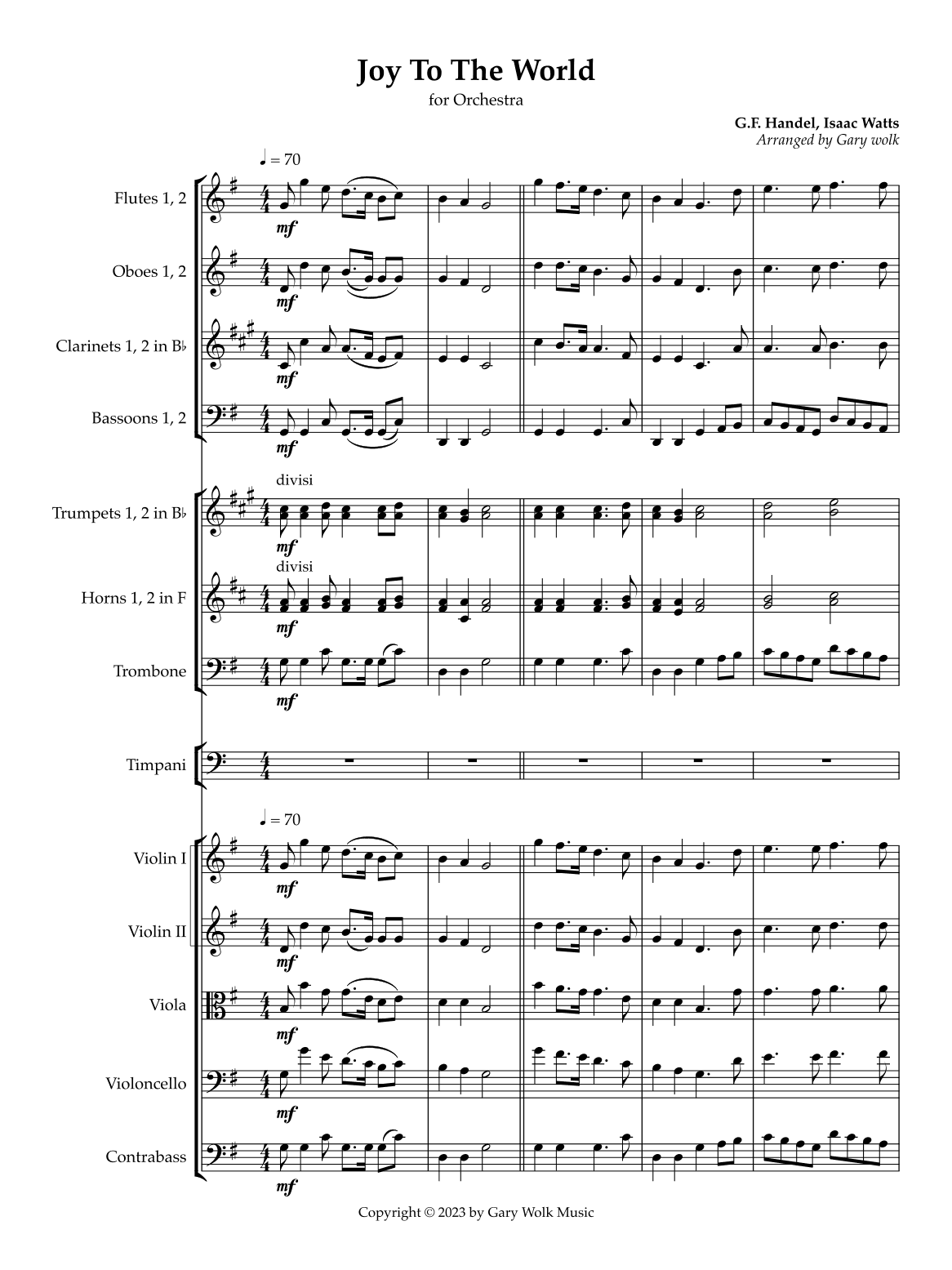 Joy To The World (arr. Gary Wolk)