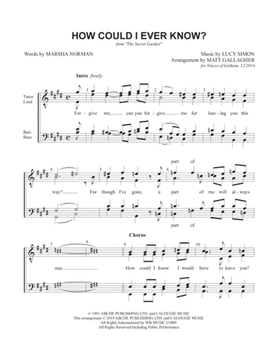 How Could I Ever Know? (arr. Matt Gallagher)