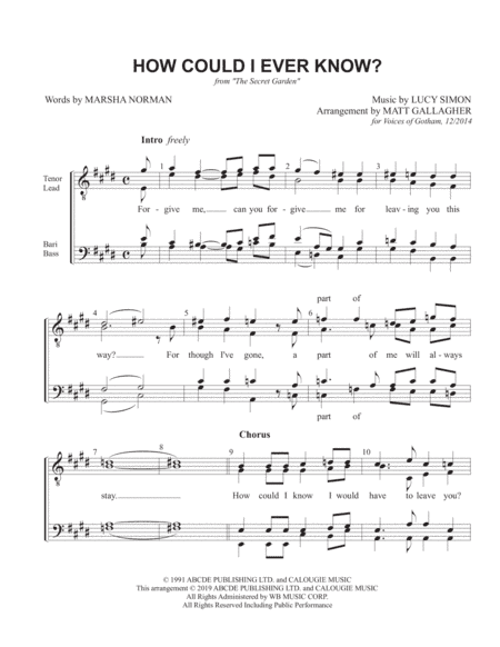 How Could I Ever Know? (arr. Matt Gallagher)