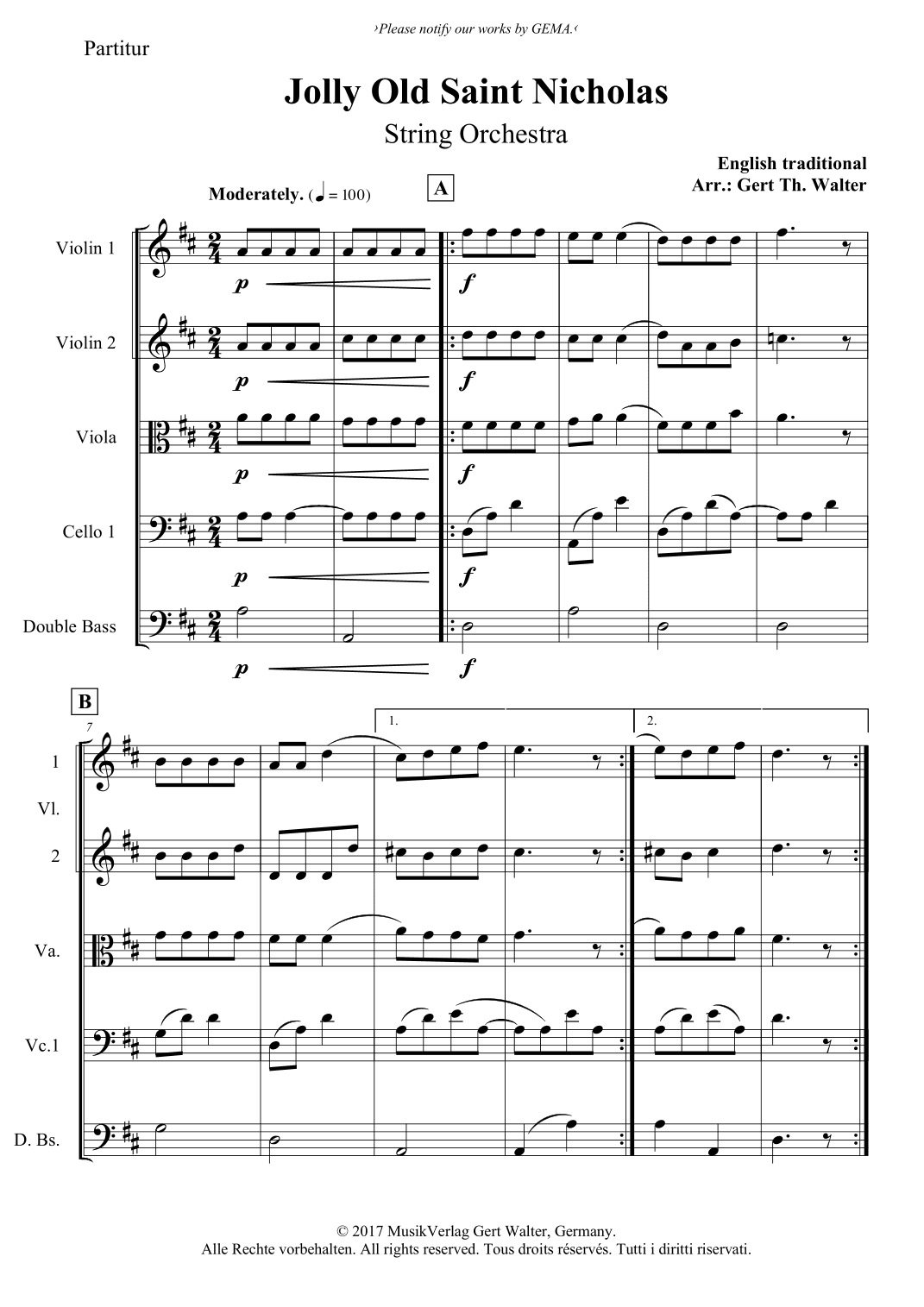 Jolly Old Saint Nicholas (arr. Gert Th. Walter)