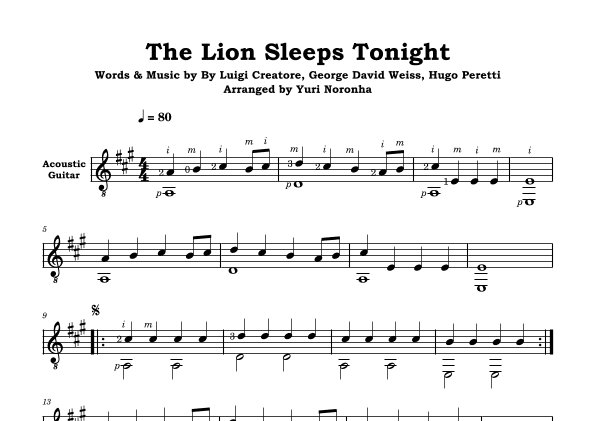 The Lion Sleeps Tonight (arr. Yuri Noronha)