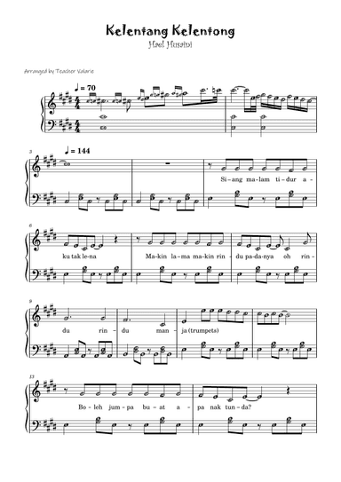Kelentang Kelentong Hael H. Piano Sheet Music with Note Names