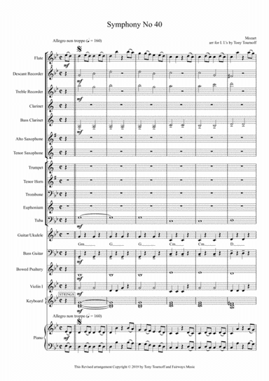 Symphony No 40 (Mixed Ensemble) (arr. Tony Tournoff)