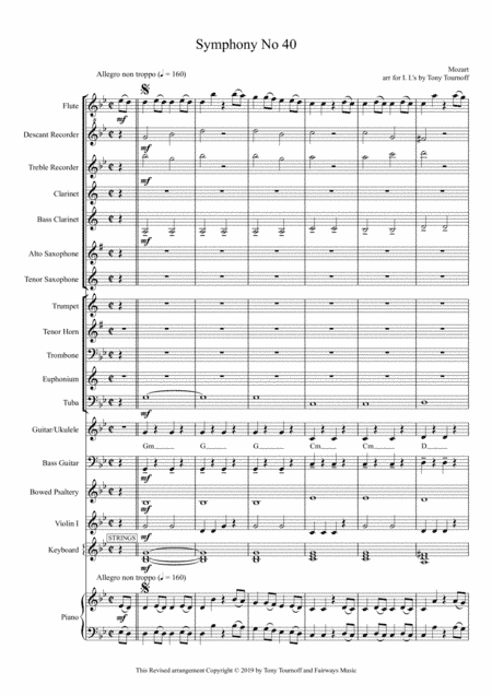 Symphony No 40 (Mixed Ensemble) (arr. Tony Tournoff)