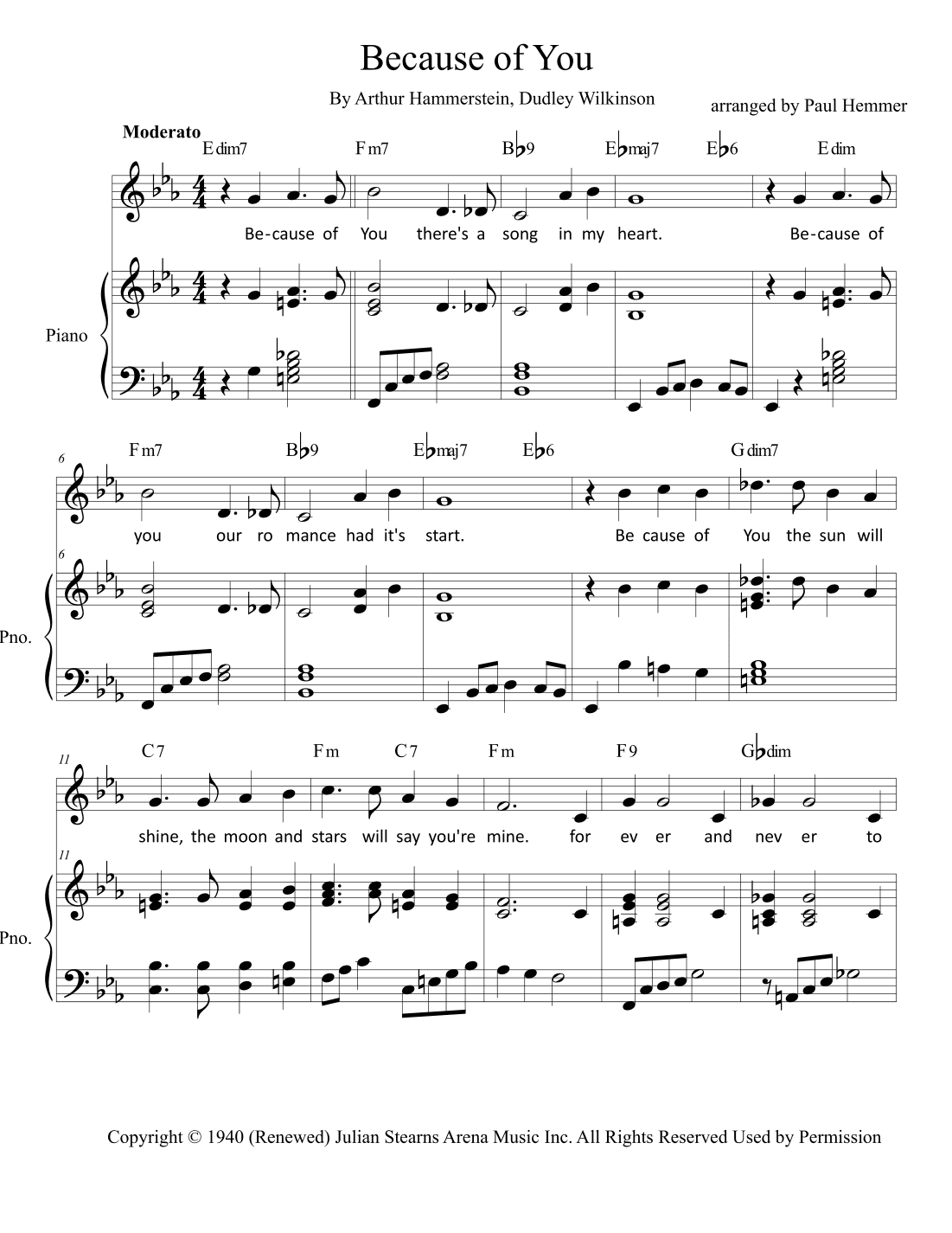Because Of You (arr. Paul Hemmer)