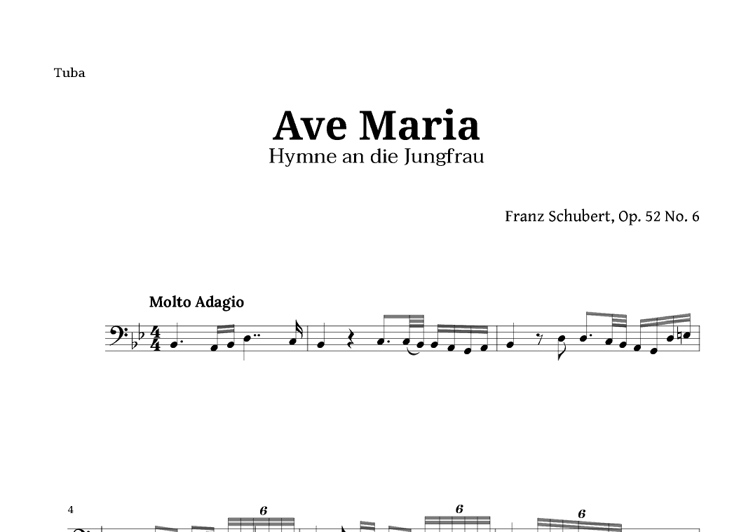 Ave Maria by Schubert for Tuba (arr. Langanho)