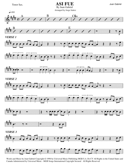 Asi Fue (arr. Jorge Juárez)