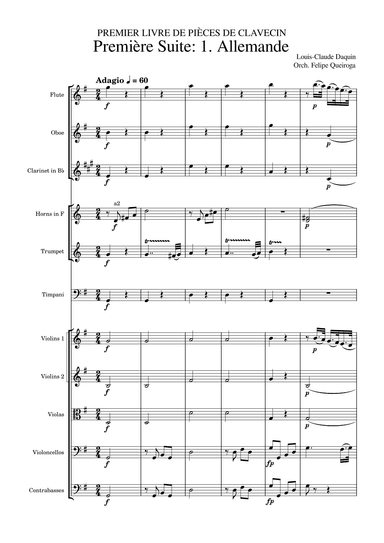 Allemande (Premier Livre de Pièces de Clavecin) - Score Only (arr. Felipe Queiroga)
