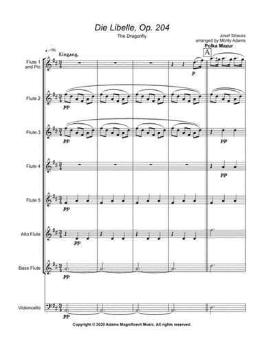 Die Libelle (The Dragon Fly) by Josef Strauss arranged for Flute Choir by Monty Adams (arr. Monty Adams)