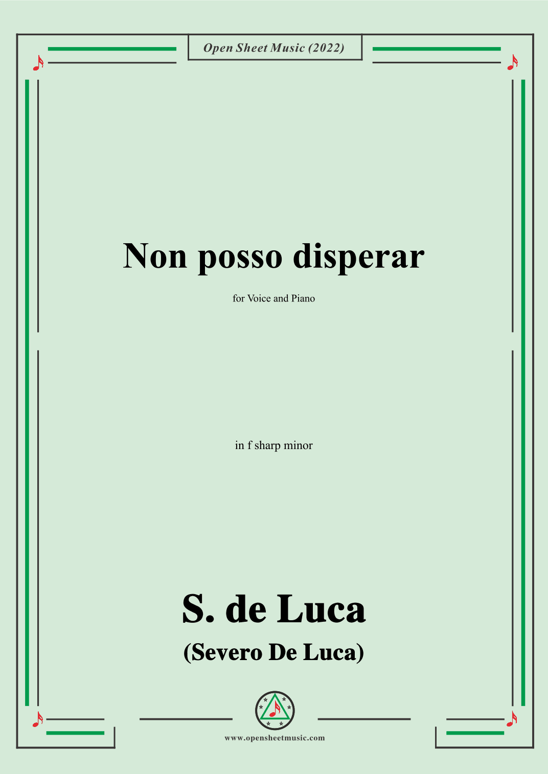 S. de Luca-Non posso disperar,in f sharp minor (arr. OSM Press)