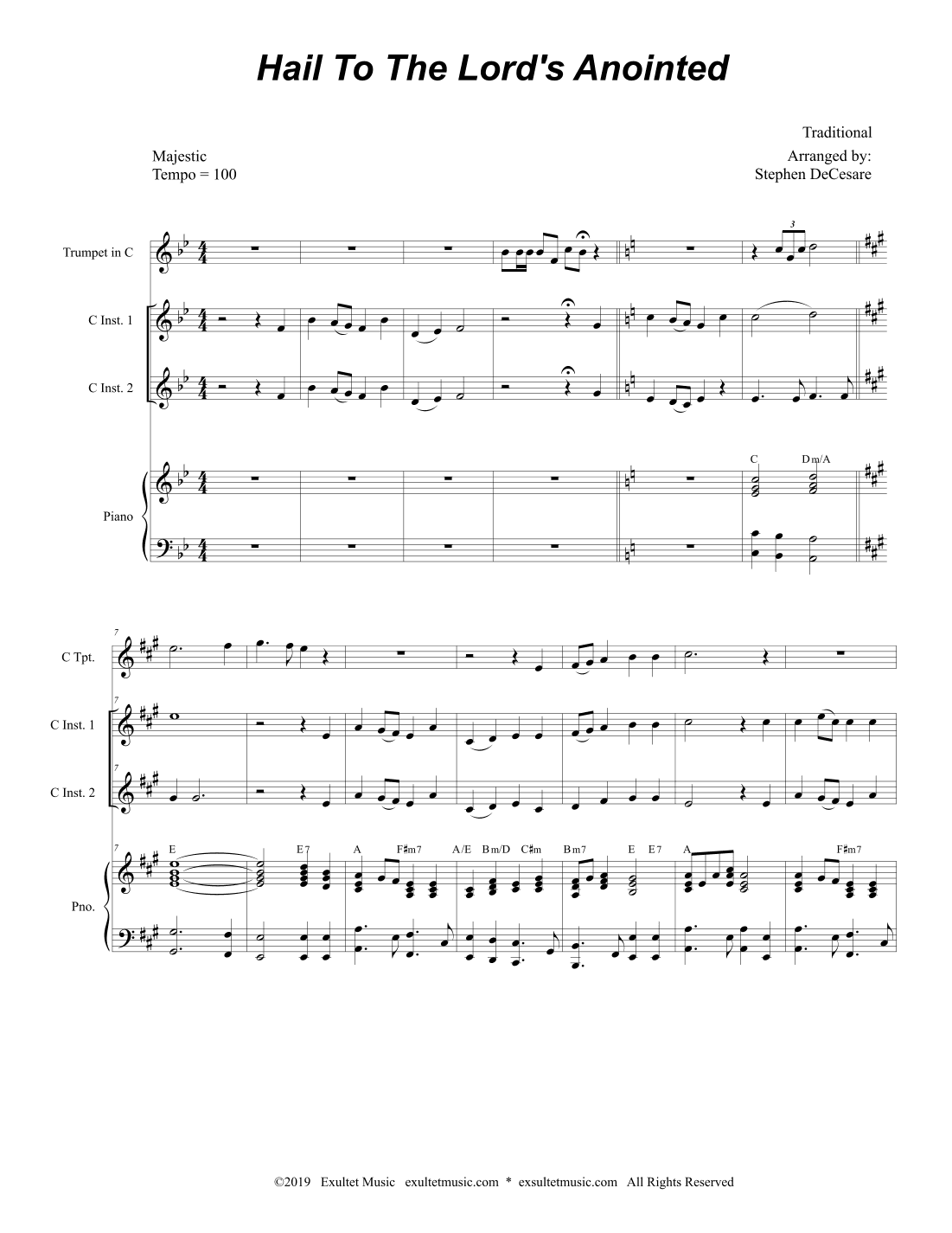 Hail To The Lord's Anointed (Duet for C-Instruments) (arr. Stephen DeCesare)