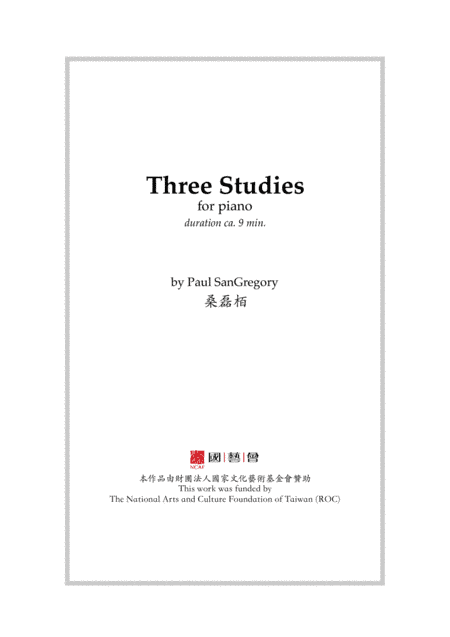 Three Studies (for solo piano)