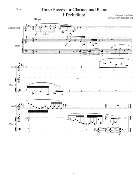 Three Pieces for Clarinet and Piano