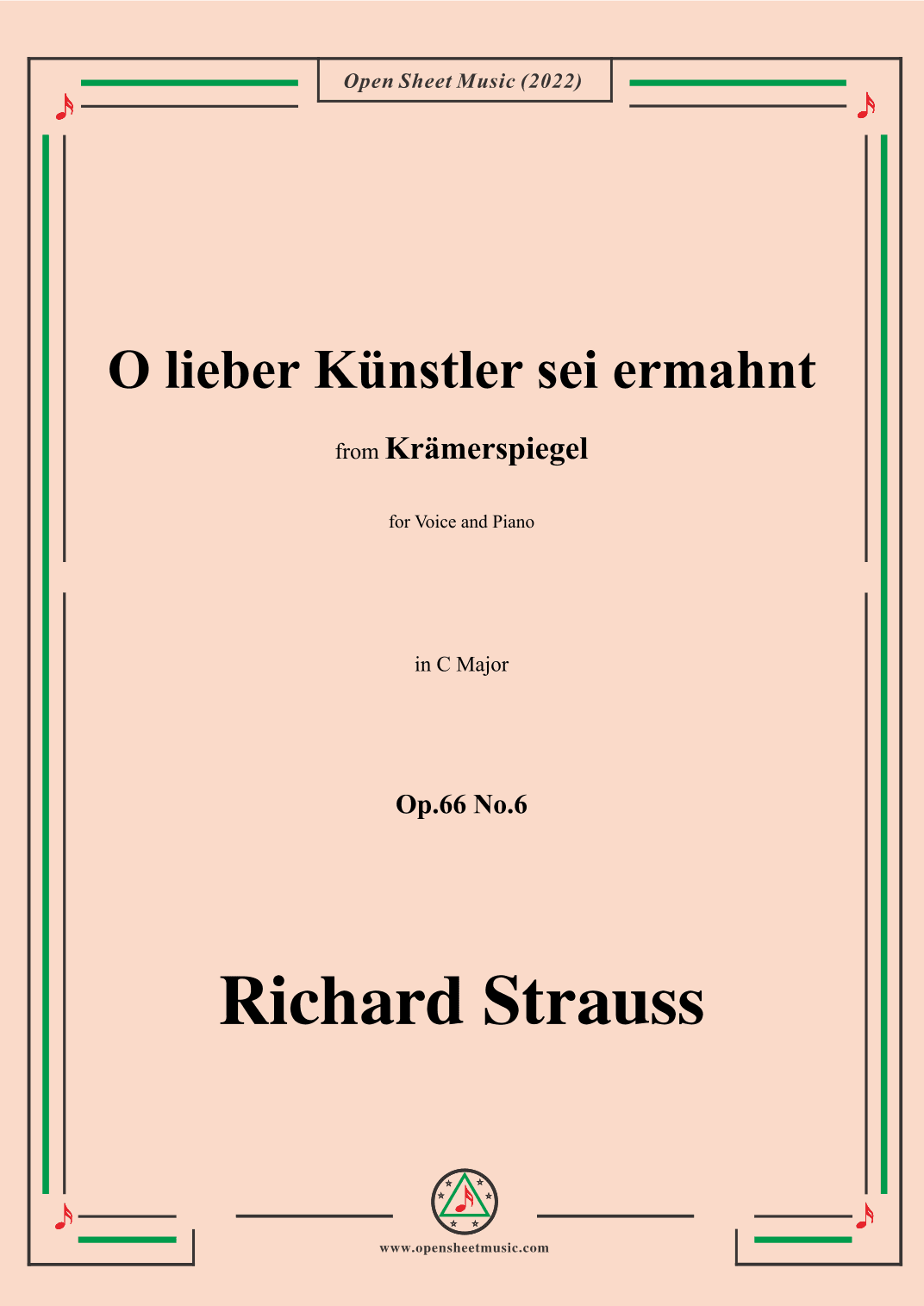 Richard Strauss-O lieber Künstler sei ermahnt,in C Major,Op.66 No.6 (arr. OSM Press)