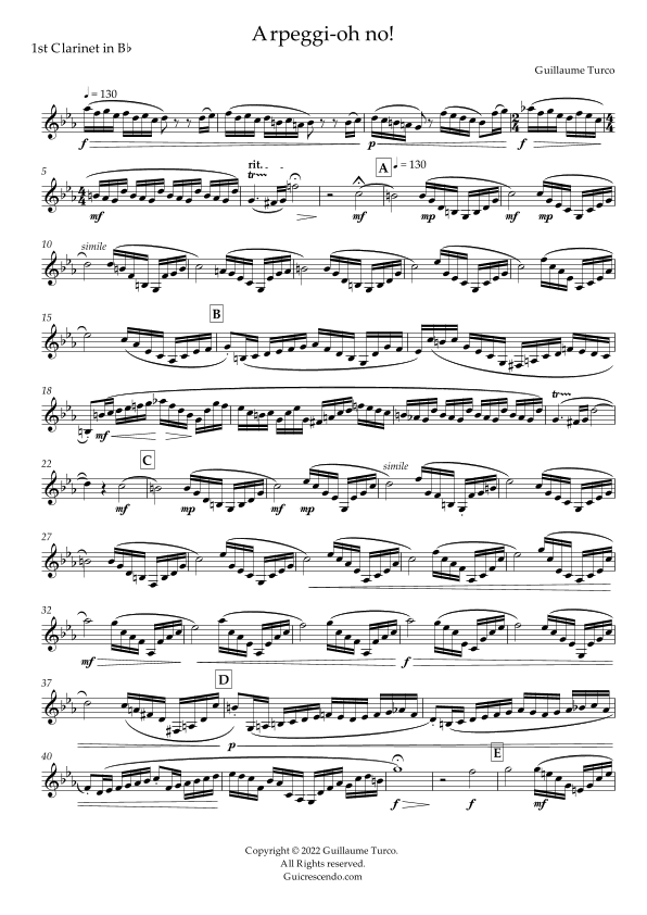 Arpeggi-oh no! for Quartet (Clarinet)