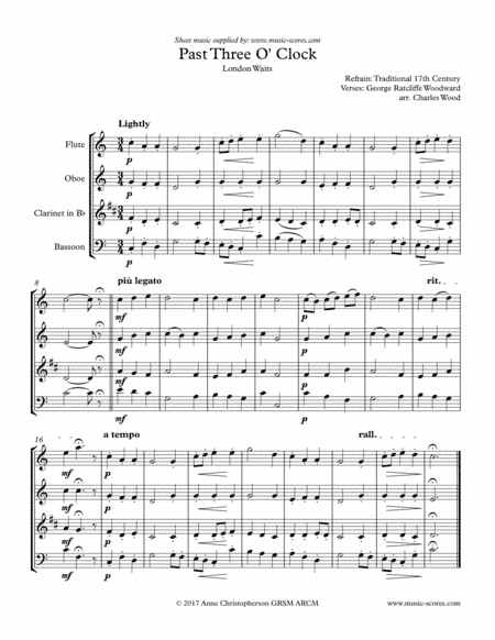 Past 3 o'clock - Wind Quartet (arr. Anne L Christopherson GRSM ARCM)