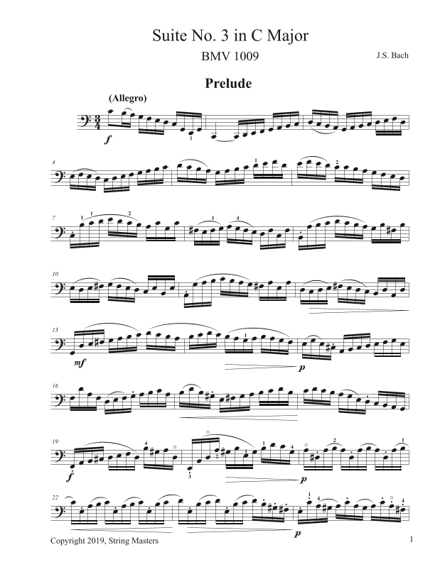 Bach, 6 Cello Suites, BMV 1009 (arr. String Masters)