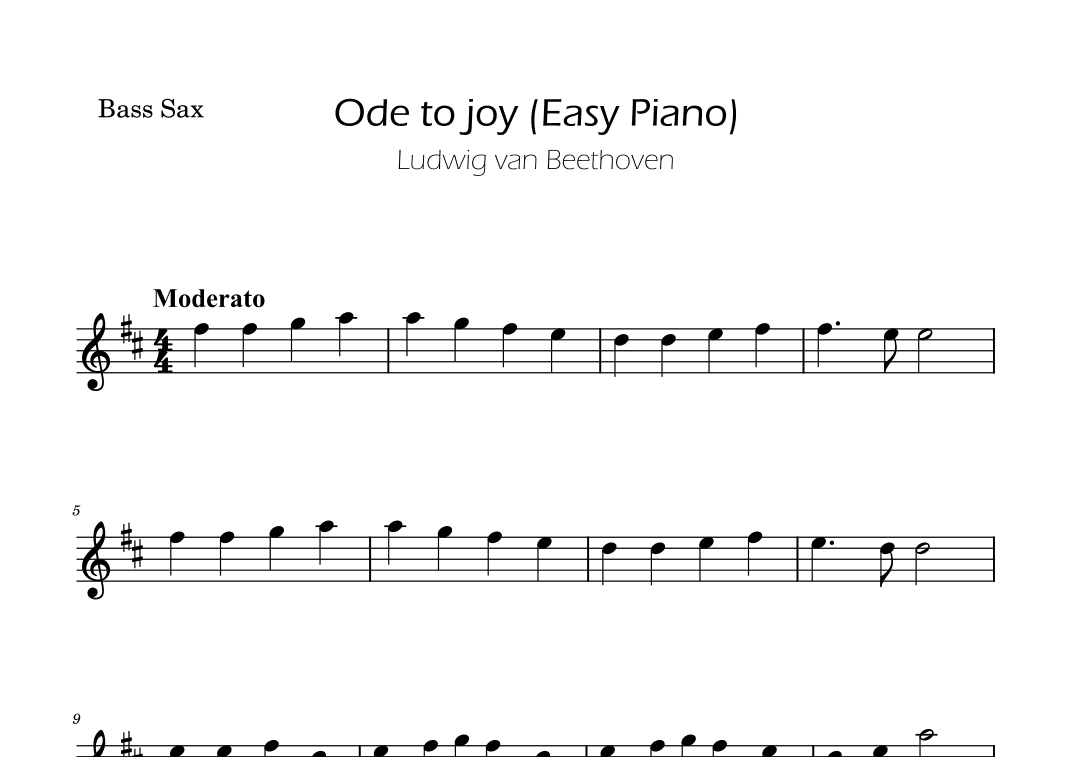 Ode To Joy - Easy Bass Sax (arr. Ygor Nunes)