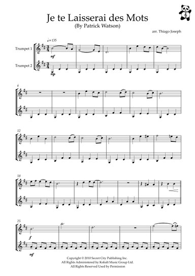 Je Te Laisserai Des Mots (arr. Thiago Joseph)