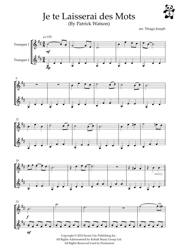 Je Te Laisserai Des Mots (arr. Thiago Joseph)