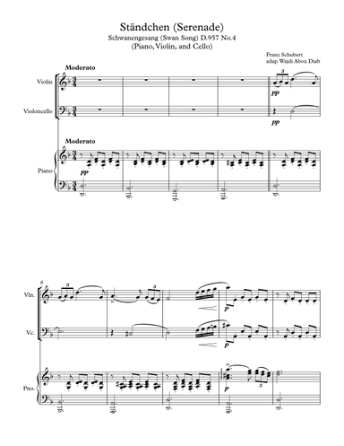 Ständchen (Serenade) - F. Schubert - Piano Trio (piano, Violin, Cello) (arr. Wajdi Abou Diab)