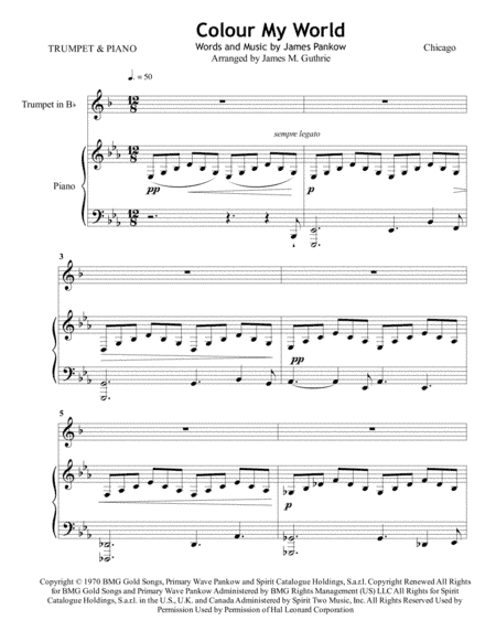 Colour My World (arr. James M. Guthrie, ASCAP)