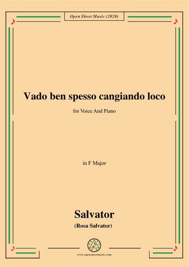 Rosa-Vado ben spesso cangiando loco,in F Major,for Voice and Piano (arr. MSM)