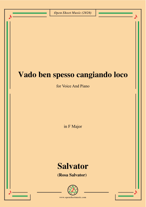 Rosa-Vado ben spesso cangiando loco,in F Major,for Voice and Piano (arr. MSM)