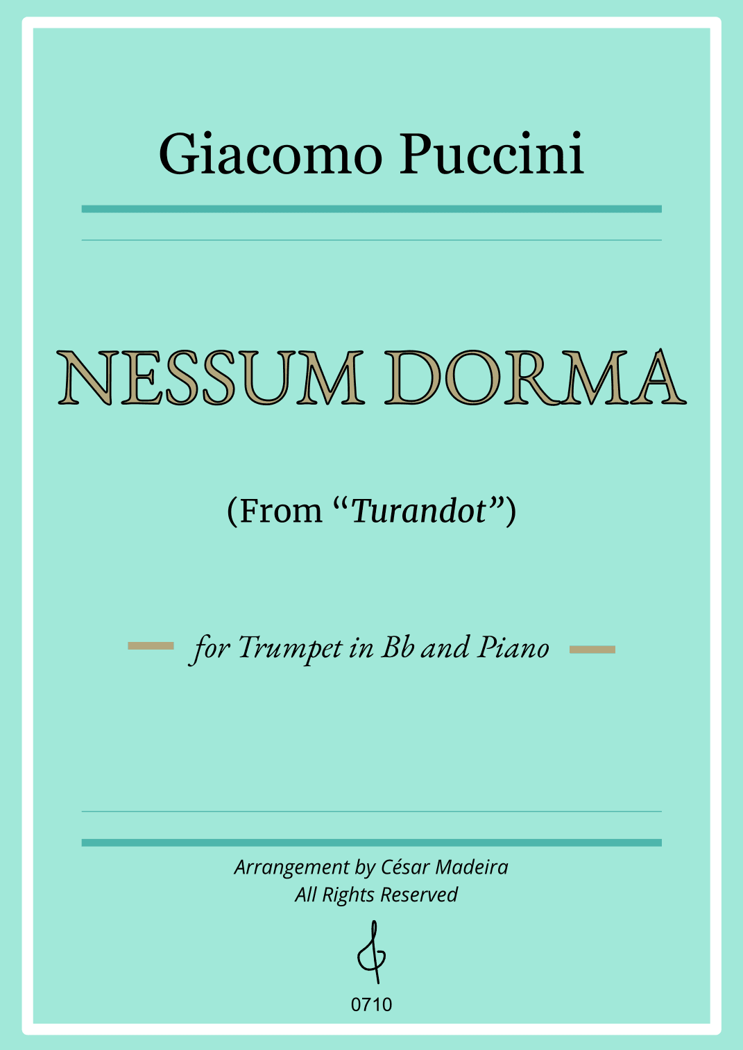 Nessun Dorma by Puccini - Bb Trumpet and Piano (Full Score) (arr. César Madeira)
