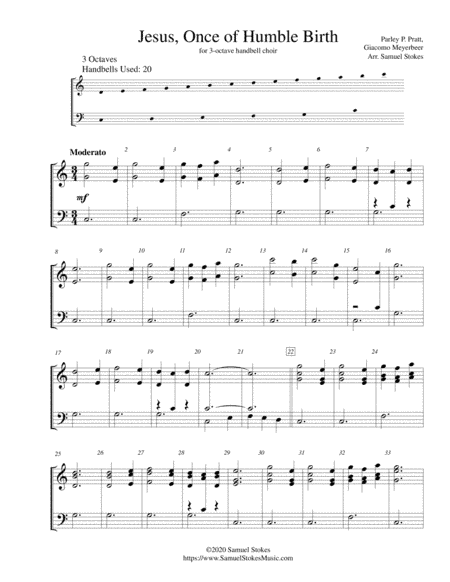 Jesus, Once of Humble Birth - for 3-octave handbell choir (arr. Samuel Stokes)