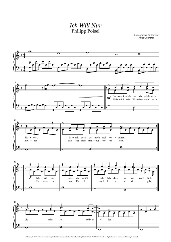 Ich Will Nur (arr. Antje Günther)