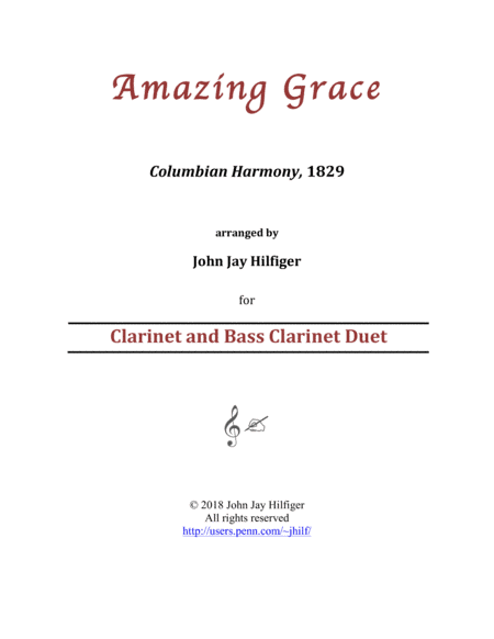 Amazing Grace for Clarinet and Bass Clarinet (arr. John Jay Hilfiger)