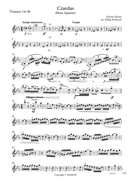 Czardas (Brass Quintet) - Set of Parts [x5] (arr. Philip R Buttall)