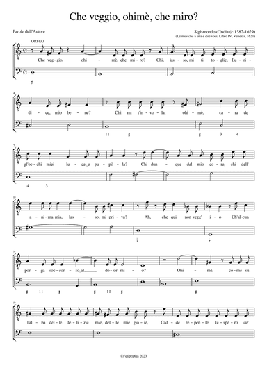 Che veggio ohimè (Lamento d'Orfeo) (arr. Early Music Scores)