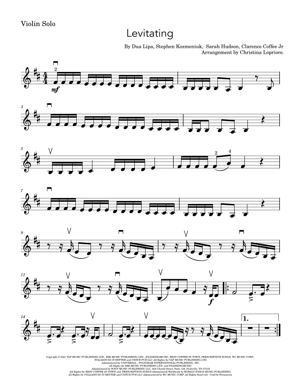 Levitating (arr. Christina Lopriore)
