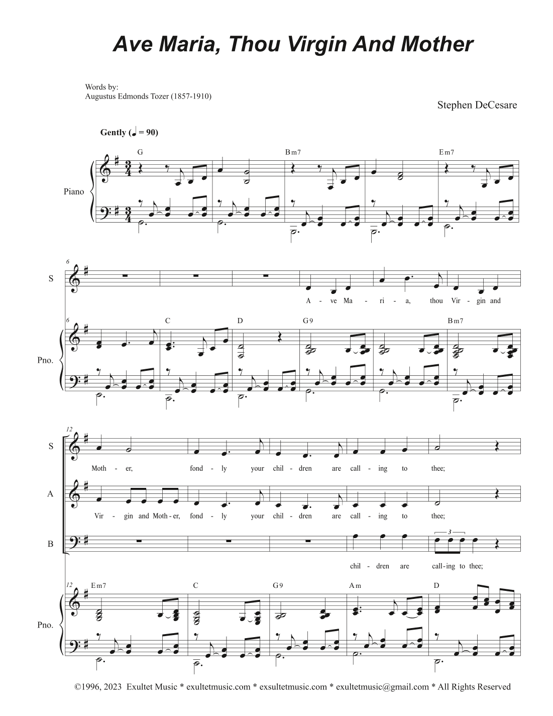 Ave Maria, Thou Virgin And Mother (Vocal Trio - (SAB)