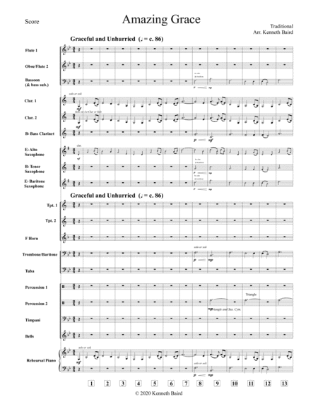 Amazing Grace (for young concert band) (arr. Kenneth Baird)