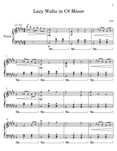 Lazy Waltz in C# Minor