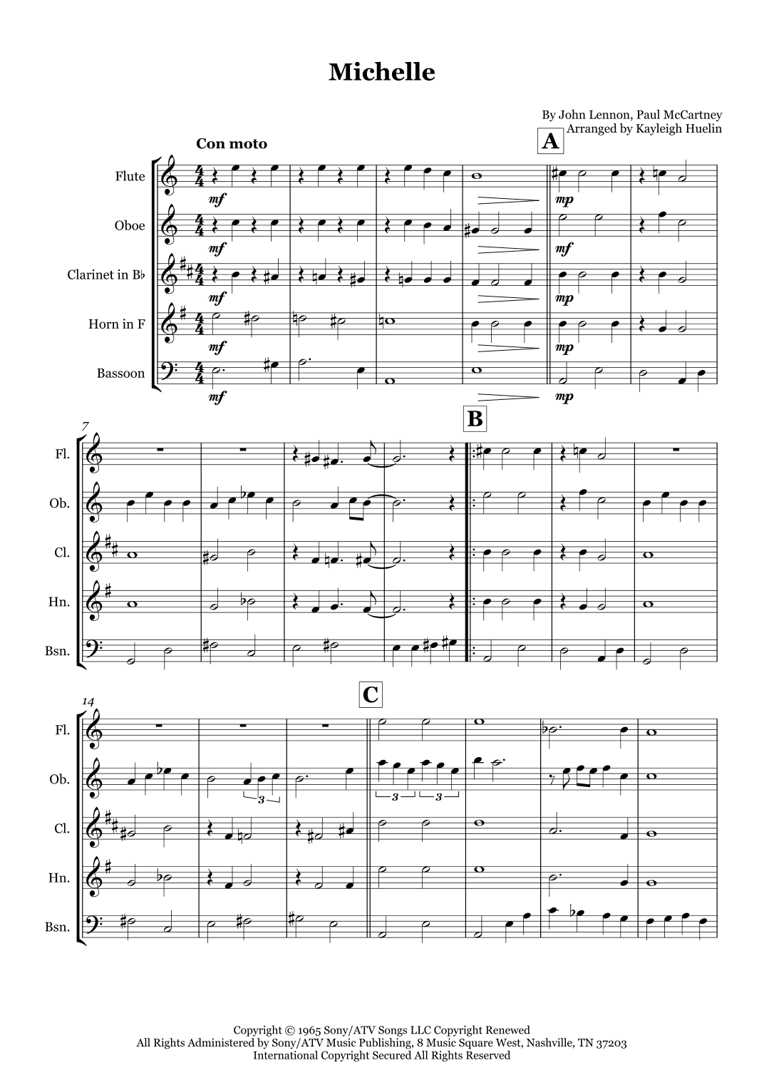 Michelle (arr. Kayleigh Huelin)